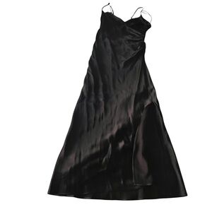 ZARA Black Cocktail Dress/Satin Slip dress / Size: US Small / High Side Slit/